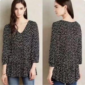 Anthropologie Maeve Lila Ruffle Tiered Flowy Button Down Tunic Shirt Medium